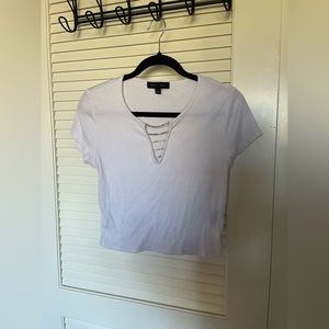 White Rhinestone Crop Top